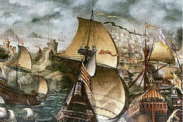 Representació de la Batalla de l'Armada Invencible. Font Worshipful Society of Apothecaries of London