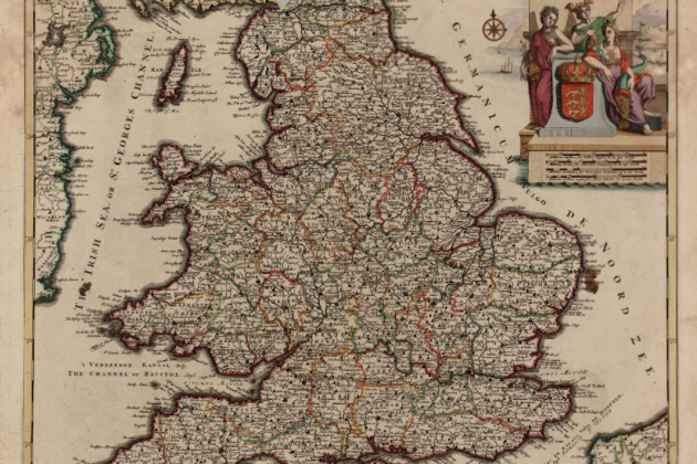 Mapa de Inglaterra (1640). Fuente Cartoteca de Catalunya