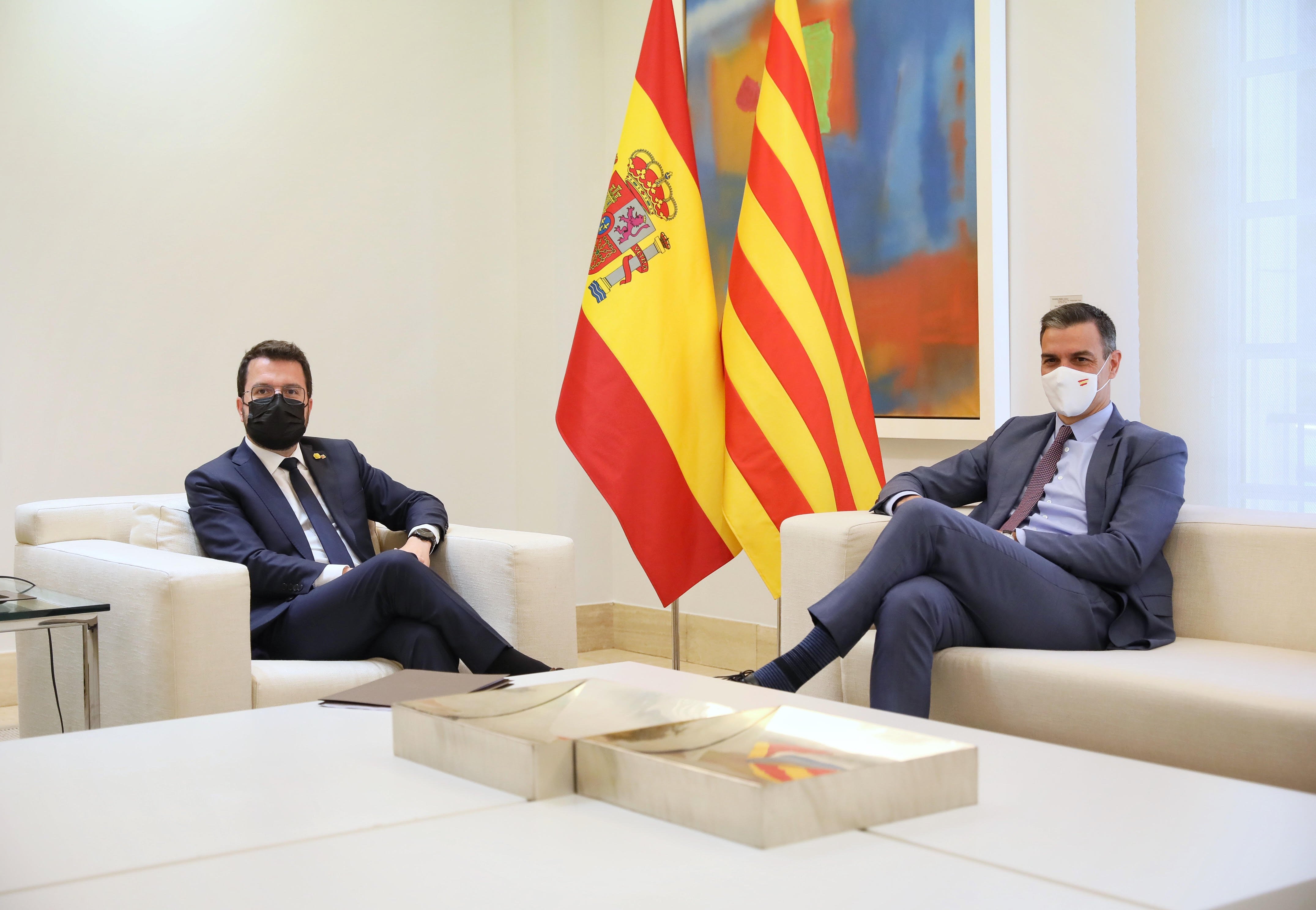 Pere Aragonès Pedro Sánchez primera reunión Moncloa  Jordi Bedmar