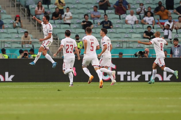 Delaney celebracion gol dinamarca rep checa eurocopa efe