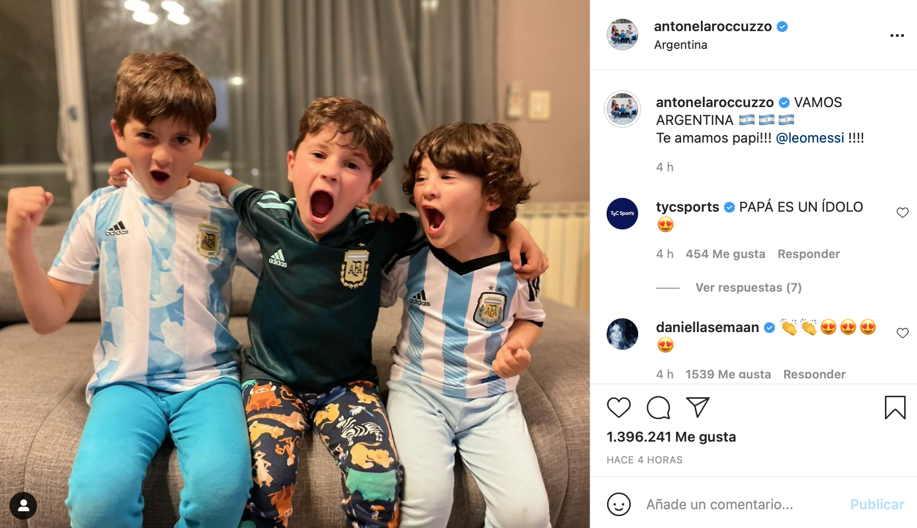 INSTAGRAM Antonela hijos Messi Argentina