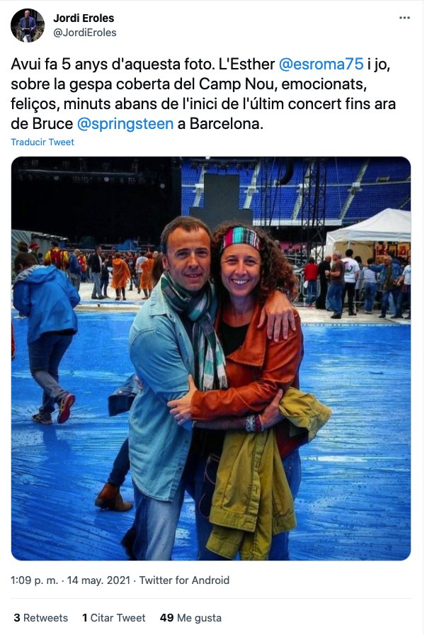 Jordi Eroles y su mujer Esther en el concierto de Bruce Springsteen @jordieroles