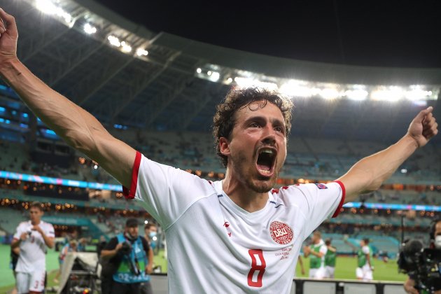 Thomas Delaney celebra dinamarca cuartos eurocopa efe Thomas Delaney celebra dinamarca cuartos eurocopa efe