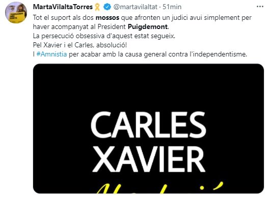 TUIT Marta Vilalta Mossos Puigdemont