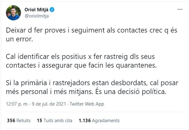 TUIT oriol mitjà test contactos estrechos