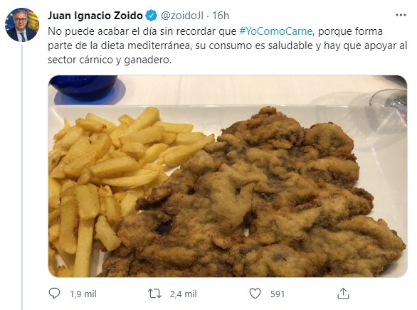 Juan Ignacio Zoido escalope dieta mediterranea @zoidoJI