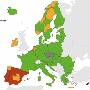 mapa covid ECDC EUROPA Centro Europeo de Prevención y Control de Enfermedades entre el 21 de junio y el 5 de julio