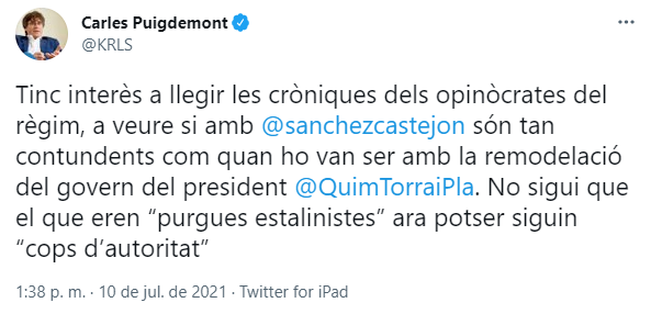 tuit Carles Puigdemont