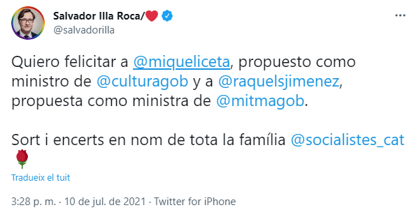 tuit Salvador Illa tuit Salvador Illa