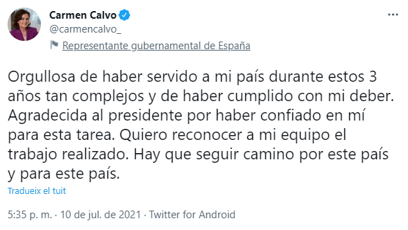 tuit Carmen Calvo tuit Carmen Calvo