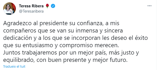 TUIT TERESA RIBERA EXMINISTRA TUIT TERESA RIBERA EXMINISTRA