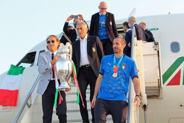 Chiellini mancini avion italia eurocopa efe Chiellini mancini avion italia eurocopa efe