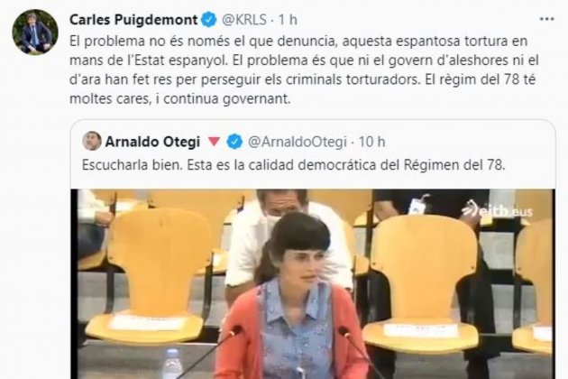 TUIT Carles Puigdemont torturas país vasco