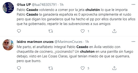 Pablo Casado chuletón com 3 Twitter