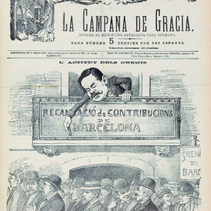 Mor Fernandez Villaverde, el ministre del Tancament de Caixes. Portada de La Campana de Gràcia. Font Enciclopedia