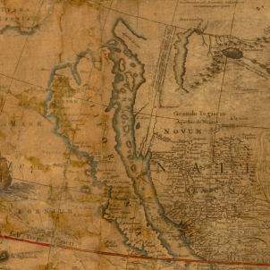 Serra funda San Diego, punt de partida de la colonització de Califòrnia. Mapa de Califòrnia. Font Cartoteca de Catalunya