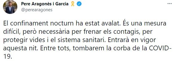 TUIT pere agonès toque de queda