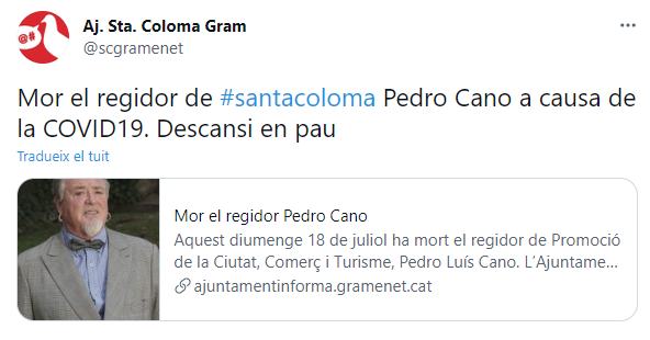 Aj Santa Coloma de gramanet muerte Pedro Cano