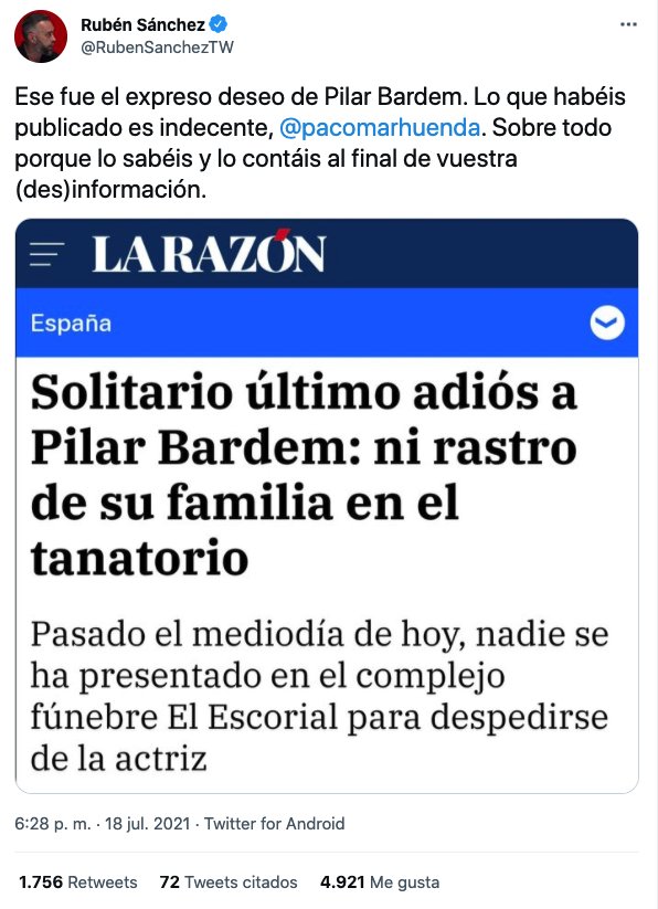 tuit tanatori Pilar Bardem La Razón @rubensancheztw