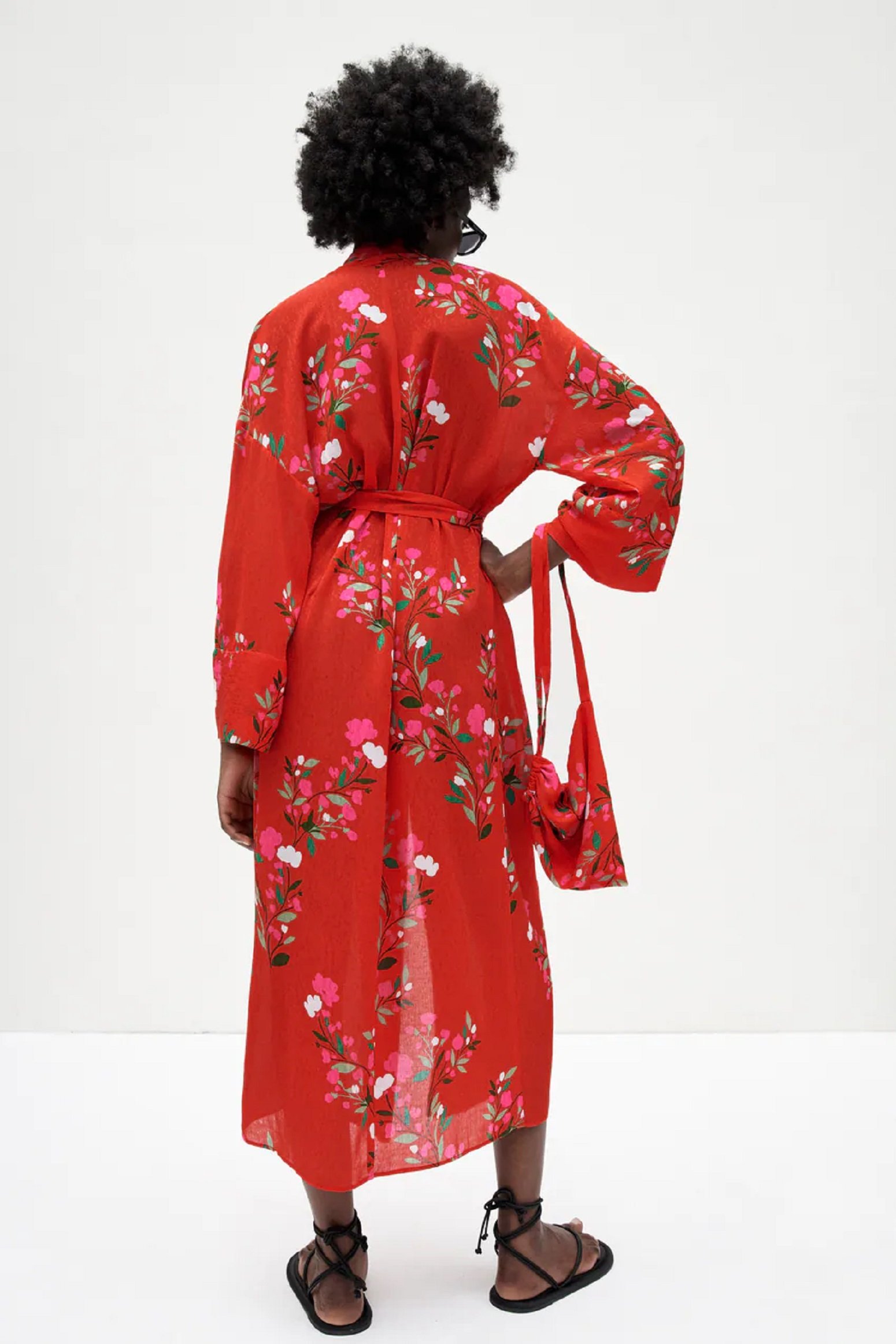 Vestido kimono largo rojo / Zara