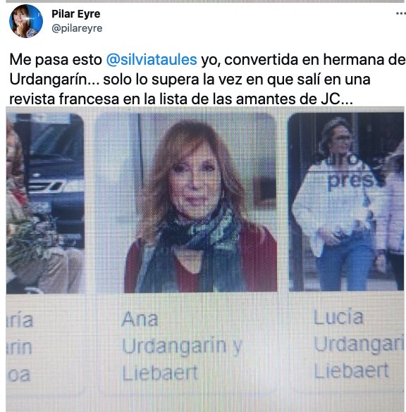 tuit Pilar Eyre confundida con Ana Urdangarin 