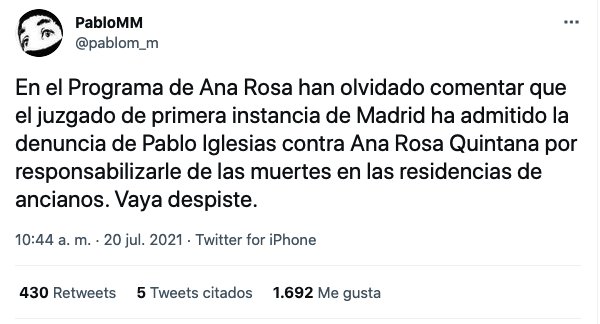 tuit ana rocía iglesias demanda