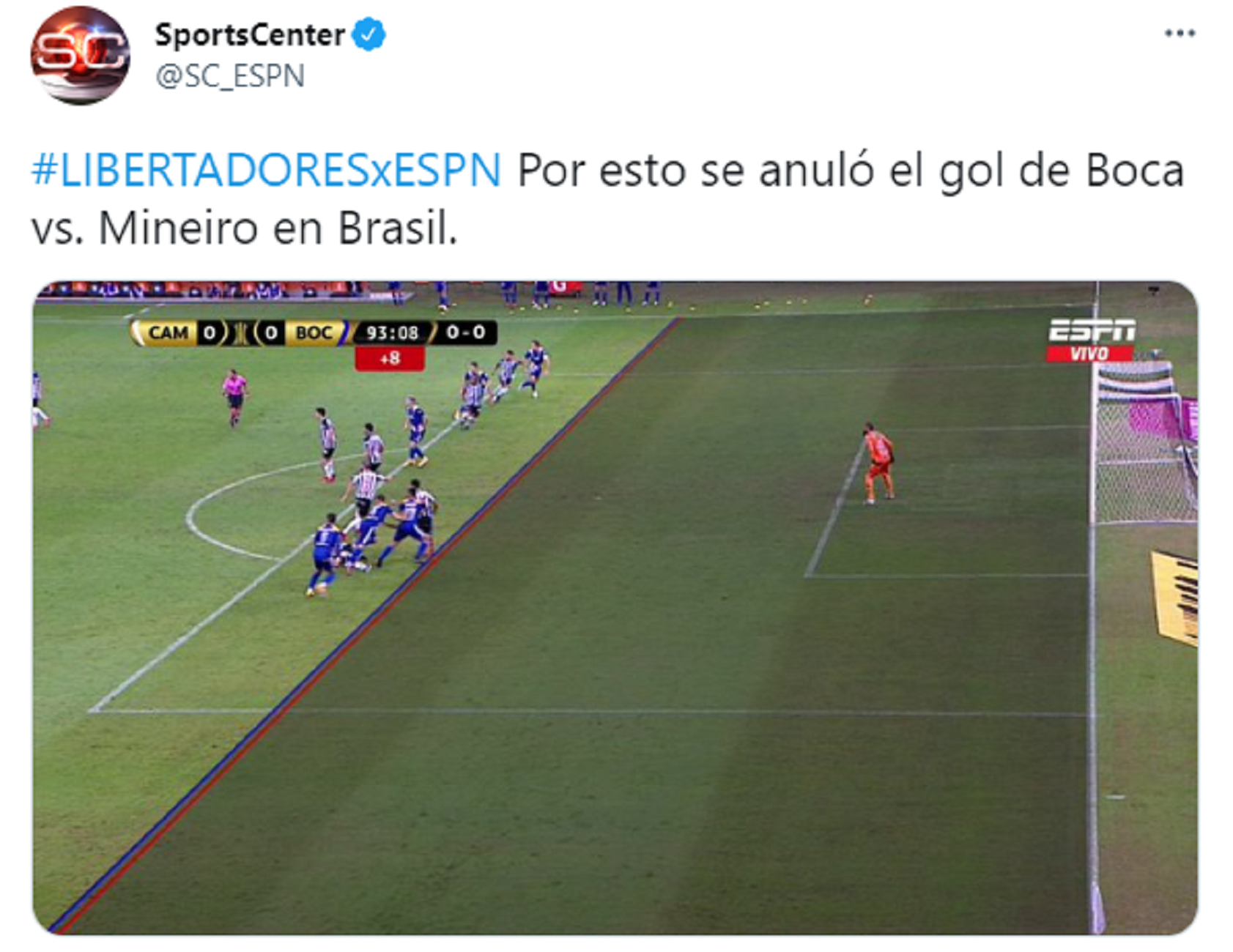 Gol anul·lat Boca vs Mineiro TUIT