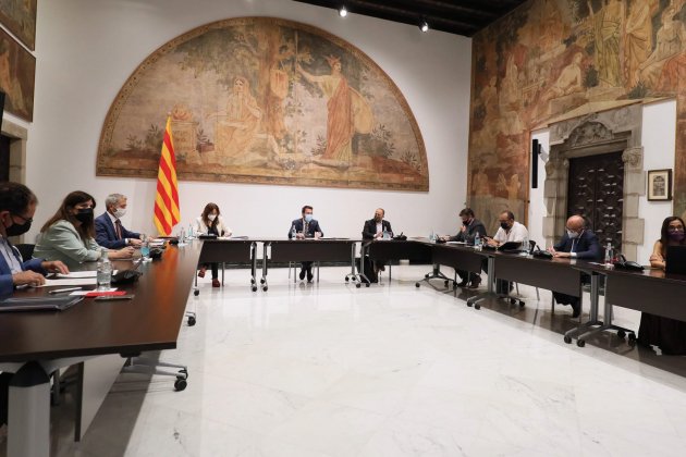 El presidente de la Generalitat, Pere Aragonès, ha encabezado la reunión de la Comisión Rectora del Sistema de Formación y Calificación Profesionales. Fotografías Jordi Bedmar
