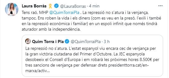 TUIT BORRAS apoyo Quim Torra multa Jec