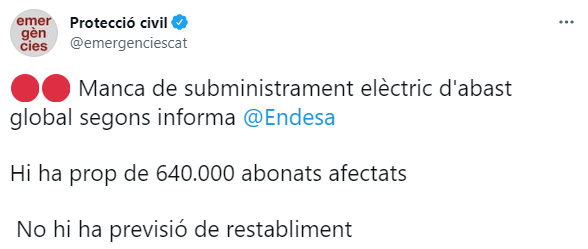 TUIT protecció civil apagon