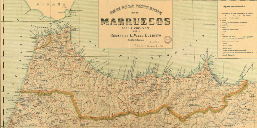 Mapa del Protectorat espanyol del Marroc (1909). Font Instituto Geografico Nacional