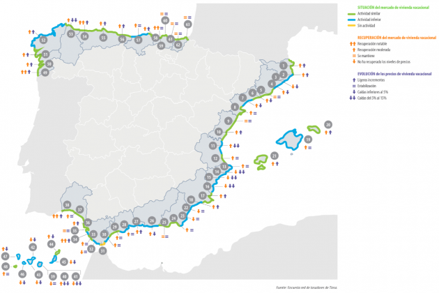 mapa precios costas españa - tinsa