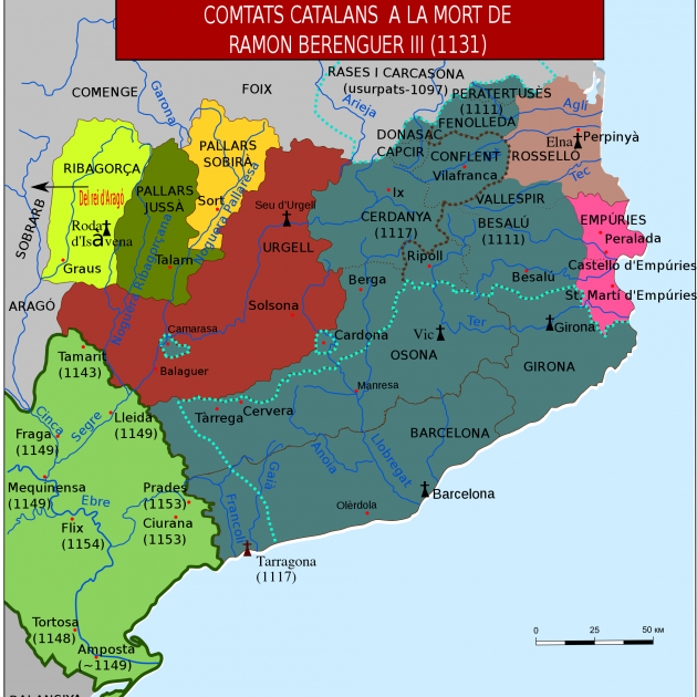 Ramon Berenguer IV conquesta l'ultim reducte islamic al nord de l'Ebre. Mapa
