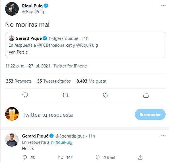 Riqui Puig a Gerard Piqué Twitter