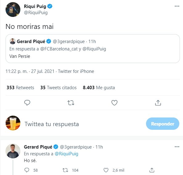 Riqui Puig en Gerard Piqué Twitter