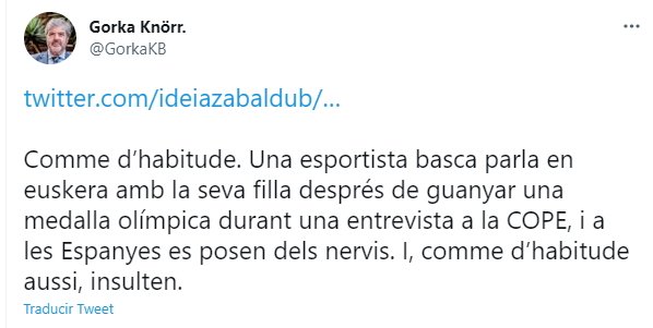 Gorka Knörr sobre españolistas insultando a Maialen Chorraut por hablar en euskera Tw