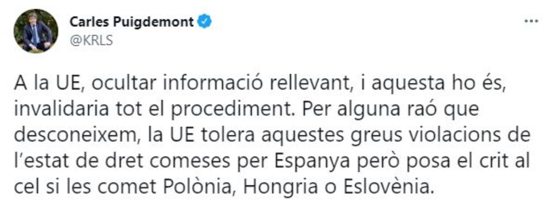 TUIT Carles Puigdemont tribunal cuentas