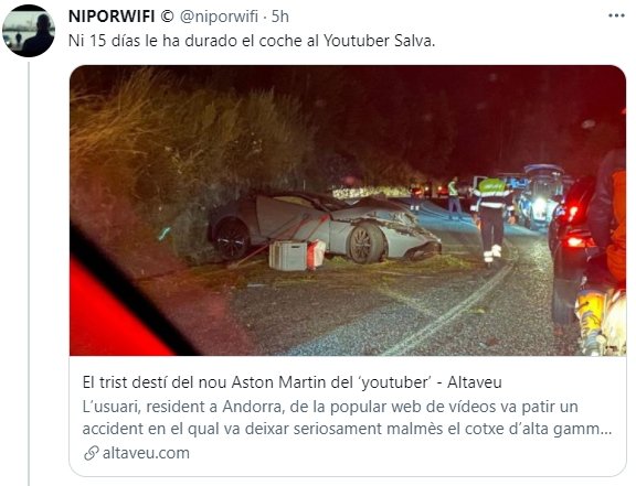 tuit sobre accidente Youtuber Salva Andorra 2 TW