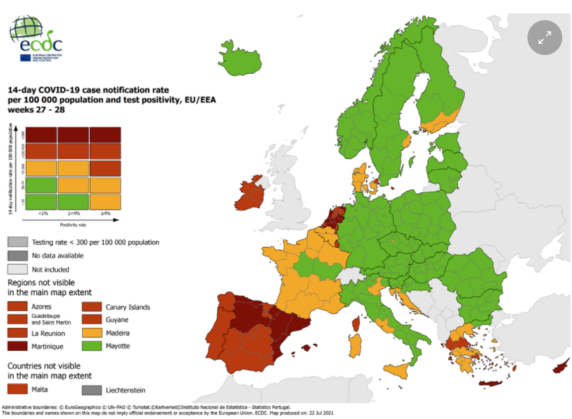 mapa unio europea covid 22 julio