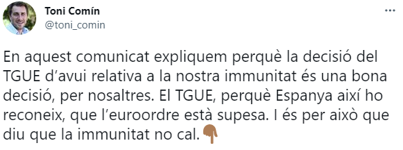 toni comin comunicado tgue