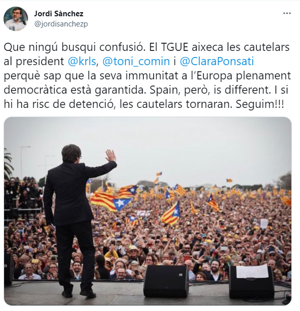 tuit jordi sanchez reaccion tgue
