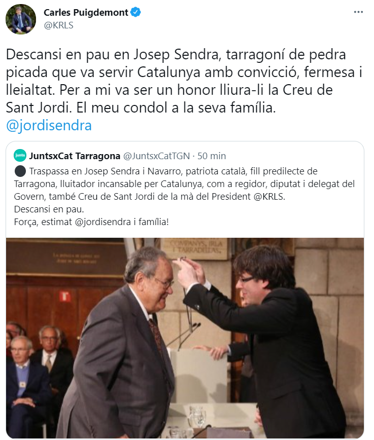 TUIT Puigdemont Josep Sendra