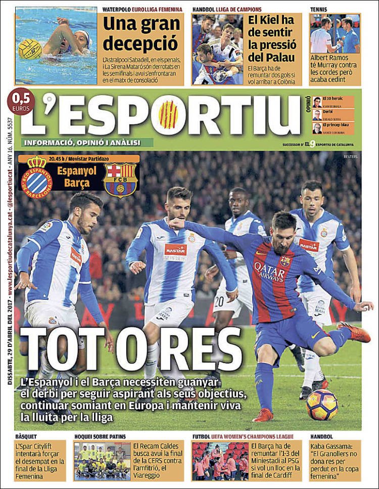 L'Esportiu Portada 29 04 2017