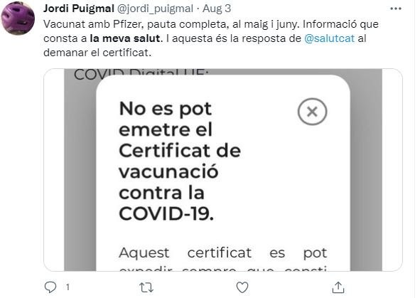 tuit la meva salut incidència tecnica @jordi puigmal