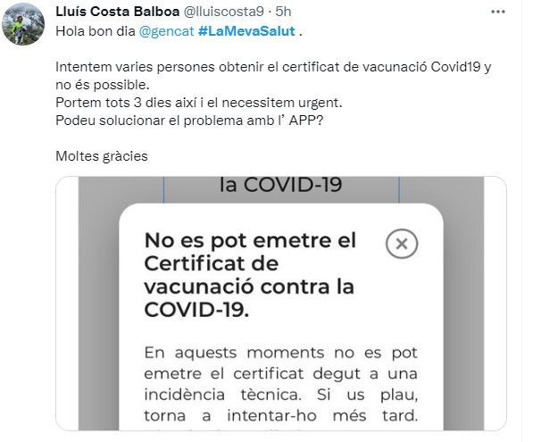 tuit la meva salut incidència tecnica @lluiscosta9