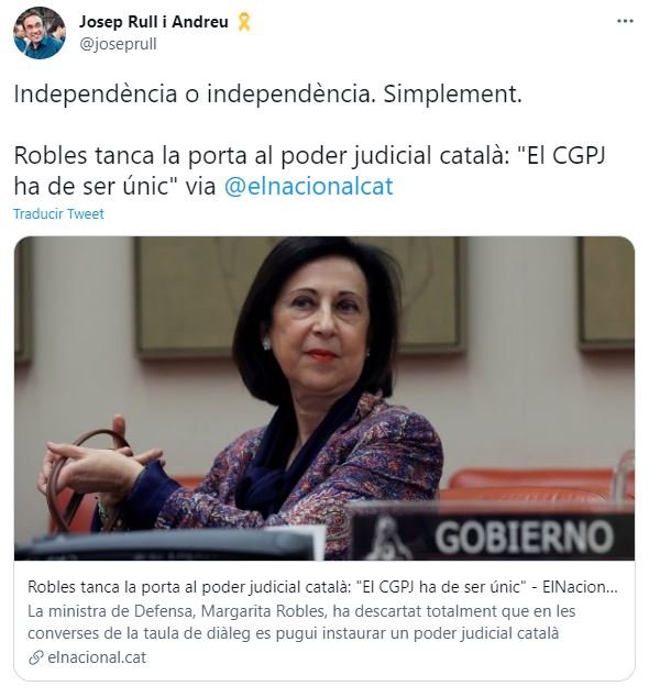 TUIT Josep Rull margarita robles competencias catalunya