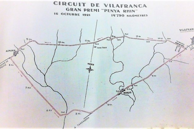 Plànol del Circuit de Vilafranca del Penedès en la cursa de 1921
