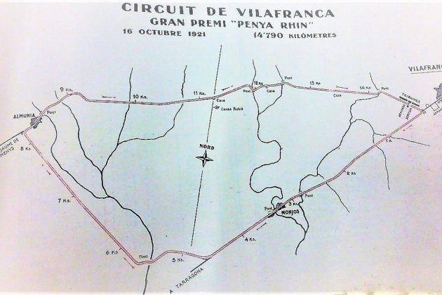 Plano del Circuito de Vilafranca del Penedès en la carrera de 1921