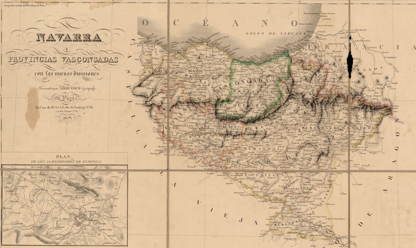 Mapa de Euskal Herria (1837). Font Cartoteca de Catalunya