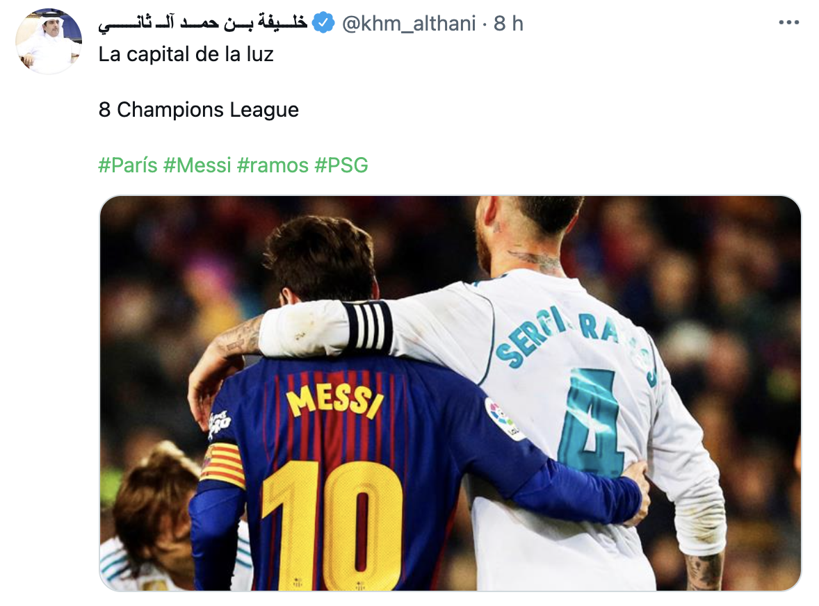 Al Thani Messi Sergio Ramos PSG TUIT